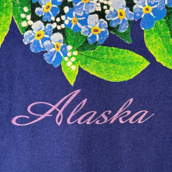 anvil | VTG Floral Center Focal Point Alaska Destination Unisex Crewneck Tee - Picture 6 of 8